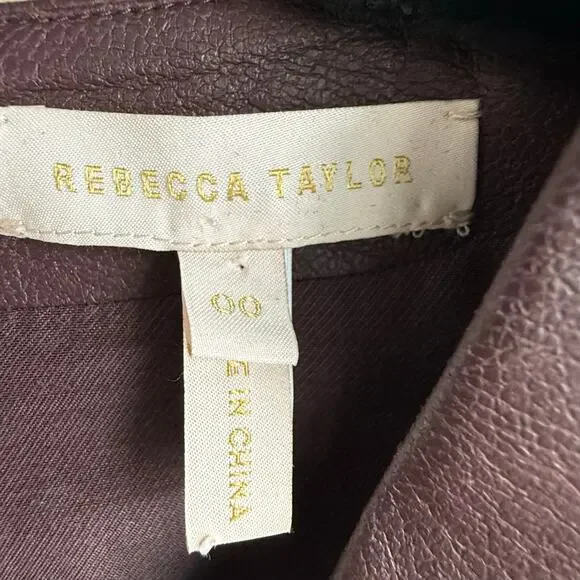 Rebecca Taylor Dress Faux Leather Mini Puff Sleeves Structured Cocktail  Party Dresses